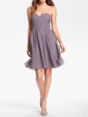 Tevolio Strapless Sweetheart Chiffon Dress in grey